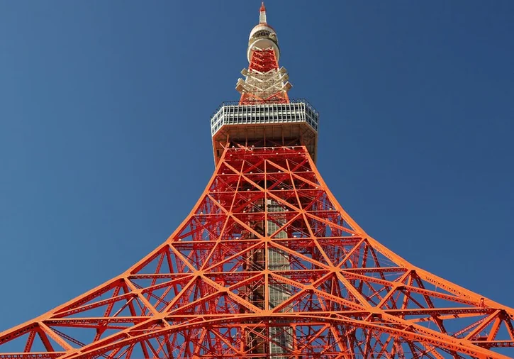 Stunning view of Tokyo Tower, showcasing its iconic architecture and engineering excellence.