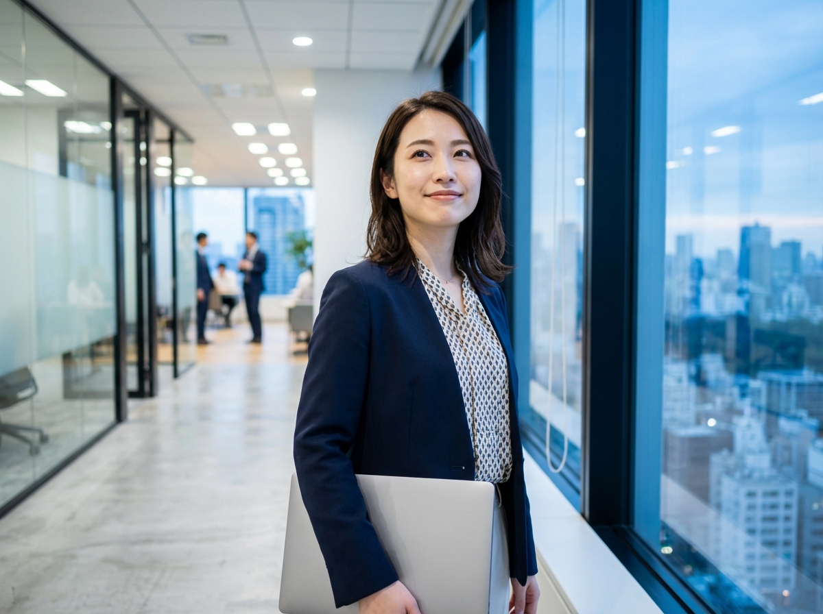 自信を持って歩く女性ビジネスパーソン